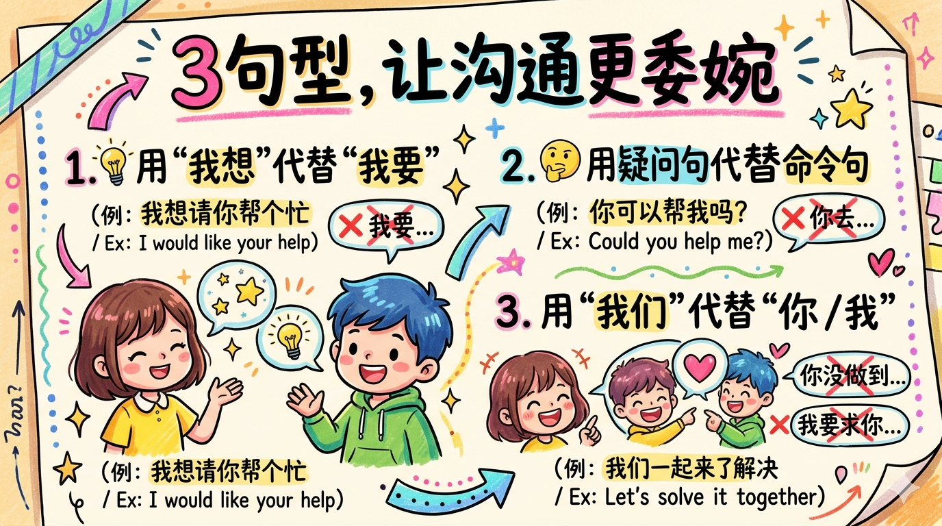 让沟通更委婉的三个句型